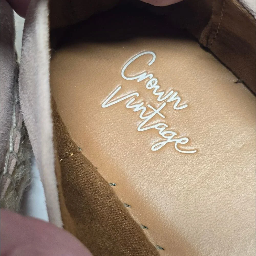 NEW Crown Vintage Hermosa Blush Pink Genuine suede espadrille Shoes Women's 7
